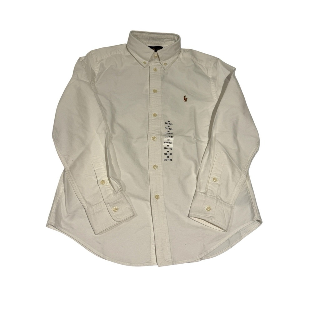 Polo Ralph Lauren Slim Fit Button Down Oxford Shirt Boy's Size M(10-12) White